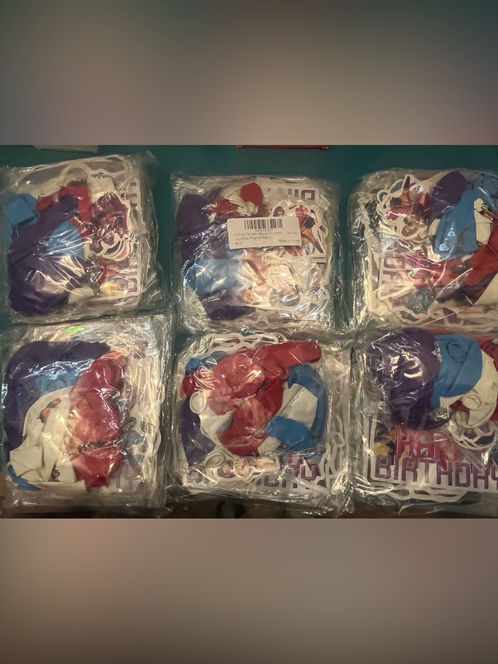 Wholesale Lot 6 Packs Kpop Demon Hunter Birthday Party Balloon and Banner Set